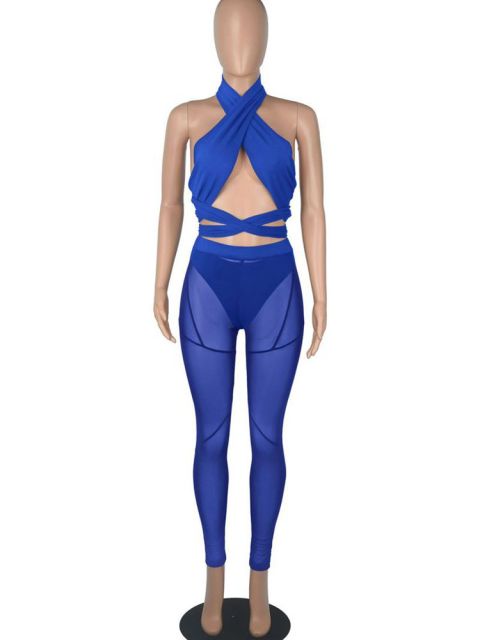 Sixsr Sexy Mesh Sheer Spliced Two Piece Set Tracksuit Women Bodysuit Pants Summer Clothes Vacation Club Outfits Matching Sets