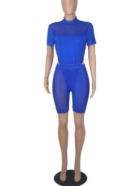 Sixsr Sexy Mesh Sheer Spliced Two Piece Set Tracksuit Women Bodysuit Pants Summer Clothes Vacation Club Outfits Matching Sets