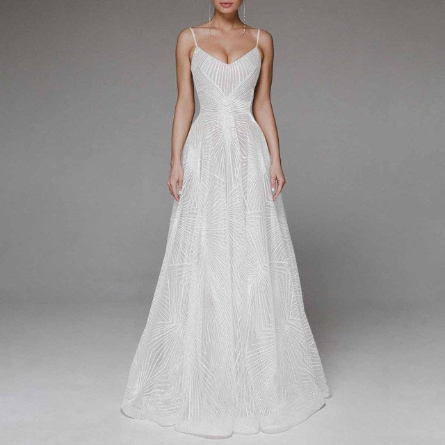 sixsr Sexy Slip Embroidered Maxi Dresses for Women Summer Elegant Luxury Evening Wedding Guest Formal Long Party Dress White
