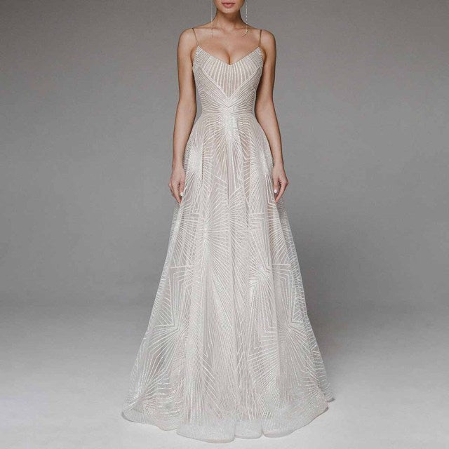 sixsr Sexy Slip Embroidered Maxi Dresses for Women Summer Elegant Luxury Evening Wedding Guest Formal Long Party Dress White
