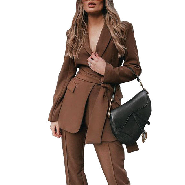 Sixsr  New Women's Blazer Pantsuit Office Ladies Solid Casual Business Two Piece Sets Female Fashion Trousers Suit Clothing