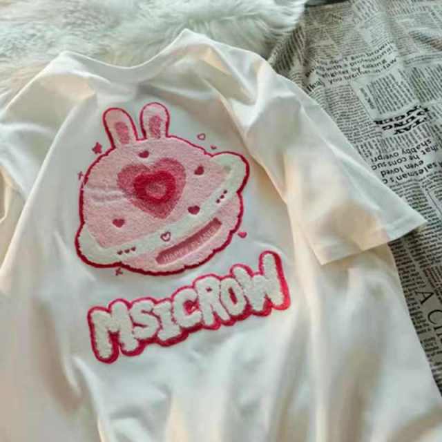 Sixsr Kawaii Dog Print T-Shirt Harajuku Casual Loose Summer Women'S T-Shirt Cute Sweet Aesthetic Oversized Tops Streetwear