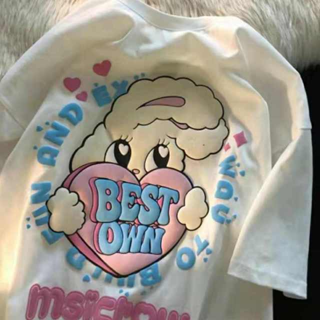 Sixsr Kawaii Dog Print T-Shirt Harajuku Casual Loose Summer Women'S T-Shirt Cute Sweet Aesthetic Oversized Tops Streetwear