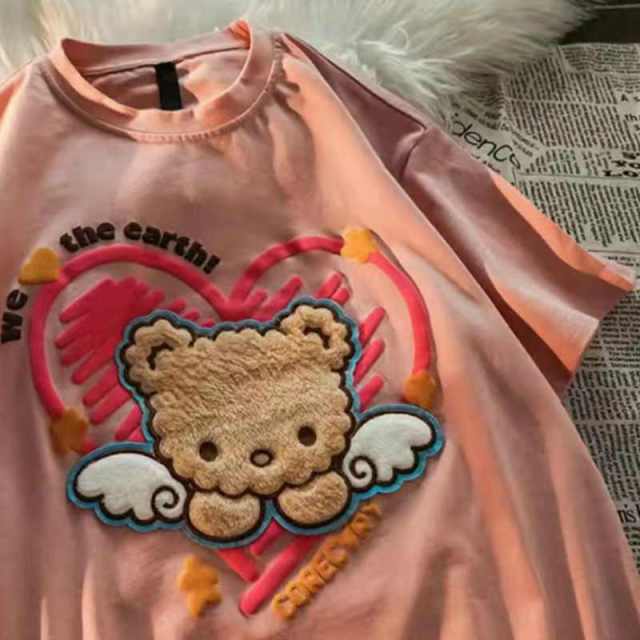 Sixsr Kawaii Dog Print T-Shirt Harajuku Casual Loose Summer Women'S T-Shirt Cute Sweet Aesthetic Oversized Tops Streetwear