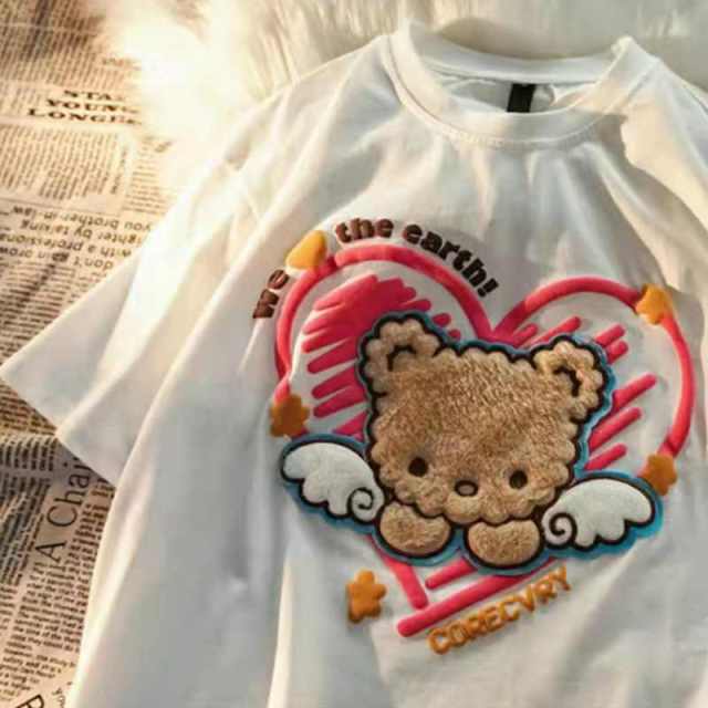 Sixsr Kawaii Dog Print T-Shirt Harajuku Casual Loose Summer Women'S T-Shirt Cute Sweet Aesthetic Oversized Tops Streetwear