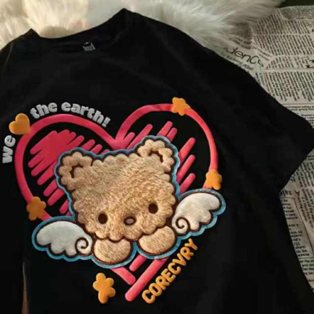 Sixsr Kawaii Dog Print T-Shirt Harajuku Casual Loose Summer Women'S T-Shirt Cute Sweet Aesthetic Oversized Tops Streetwear