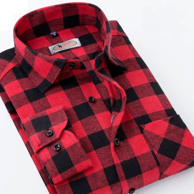 Purple men's printed plaid fashion shirt men casual spring and autumn long sleeves Slim fit shirt cottonComfortable high quality