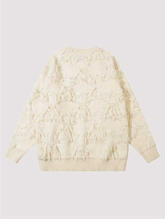 Sixsr All Match Knitted Solid Sweater, Men's Casual Warm Mid Stretch Crew Neck Pullover Sweater For Men Fall Winter