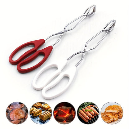 Stainless Steel Tongs for Cooking, Bread Serving, Charcoal Grill, Kitchen Food Clamp with Non-Slip Heat-Resistant Handles, Multipurpose Kitchen Utensil