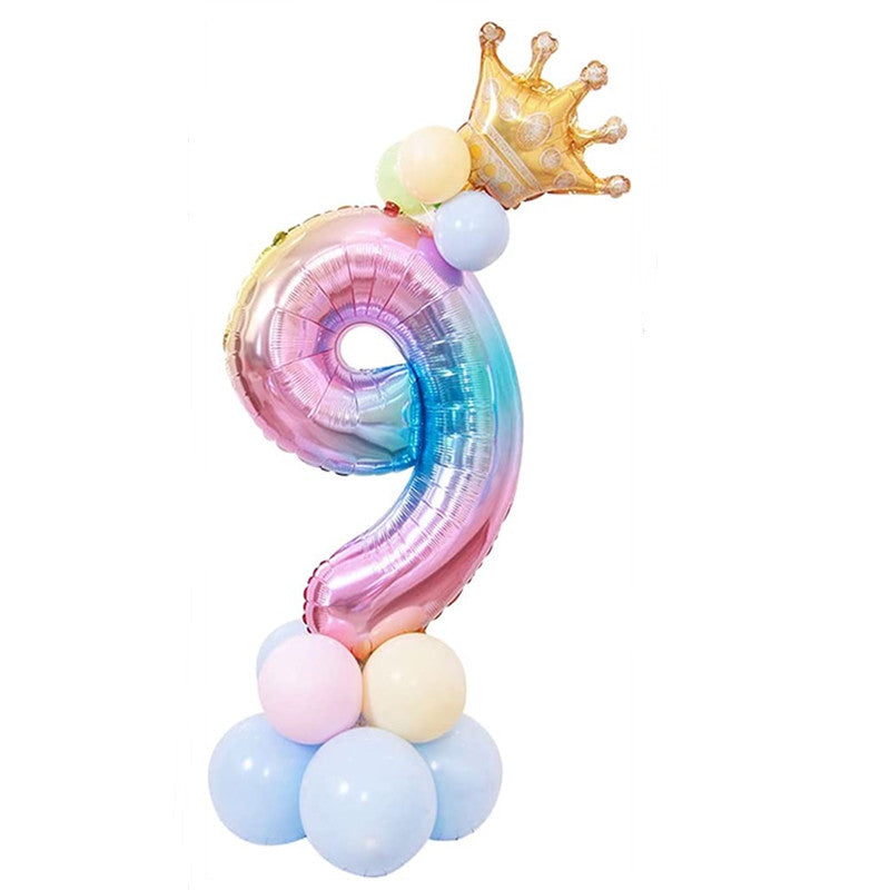 40-Inch Giant Rainbow Number Balloons 0-9 - Vibrant, Helium-Filled, Aluminum Foil Polyester Film - Perfect for Birthday, Fantasy, Anniversary, and Commemorative Celebrations