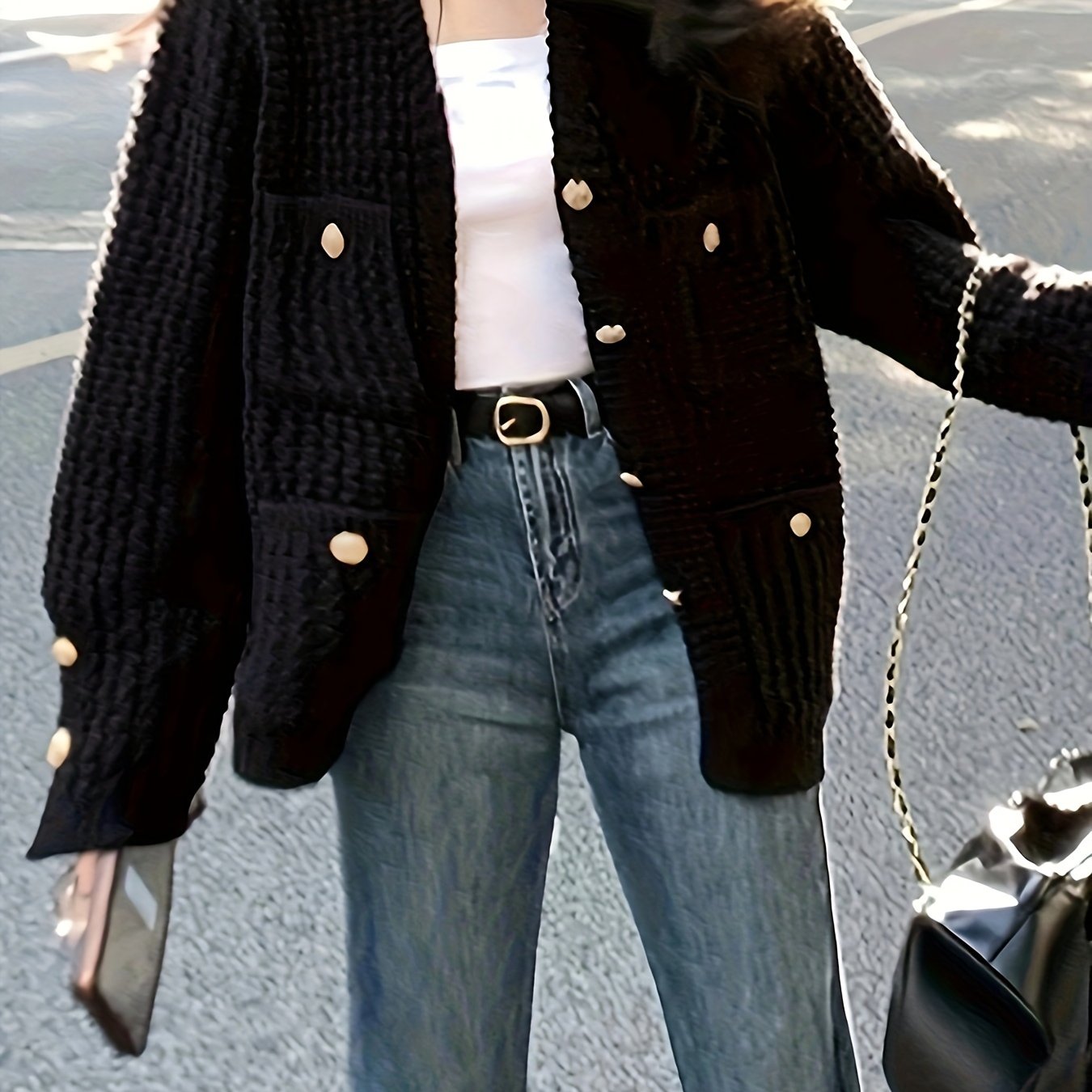 Sixsr Solid Button Down Knit Cardigan, Casual Long Sleeve Sweater Outwear With Pocket, Women's Clothing