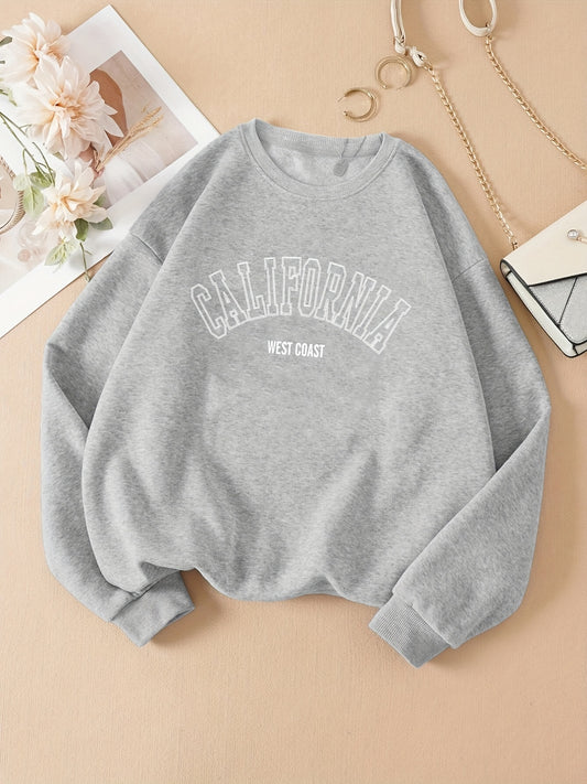 Letter Graphic Fashion Sports Sweatshirt, Round Neck Long Sleeve Active Sweatshirts For Autumn And Winter, Women's Tops