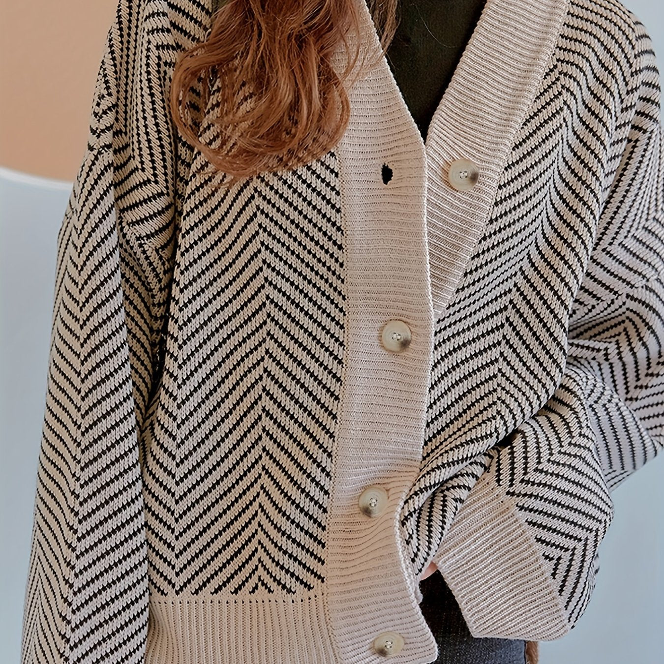 Sixsr Long Sleeve V Neck Cardigan, Button Up Casual Sweater For Winter & Fall, Women's Clothing