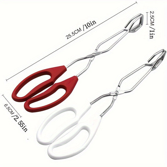 Stainless Steel Tongs for Cooking, Bread Serving, Charcoal Grill, Kitchen Food Clamp with Non-Slip Heat-Resistant Handles, Multipurpose Kitchen Utensil