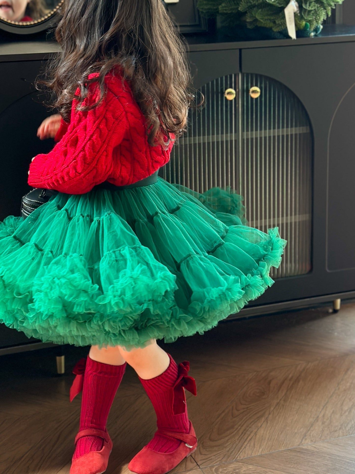 Charming Green Tutu Skirt for Girls - Cute Ballet Princess Mesh Layered Skirt, Perfect for Christmas & Birthday Gifts