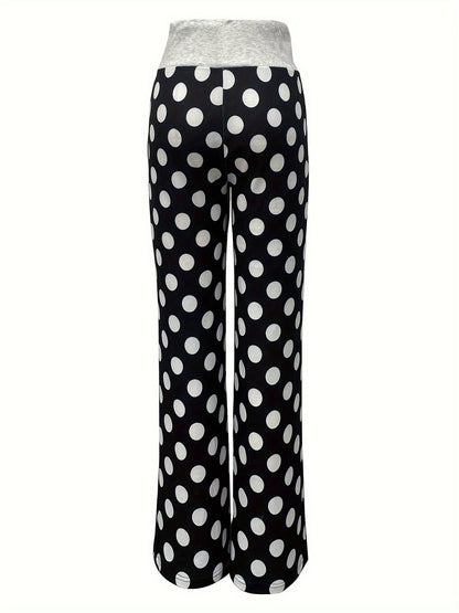 Sixsr Polka Dot Print Pants, Casual Drawstring Waist Loose Pants, Women's Clothing