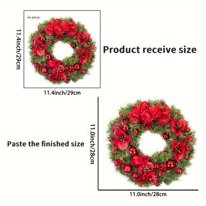 1pc Christmas Wreath Wall Decal - Removable Vinyl Window Sticker for Holiday & Party Decor, Easy Peel-and-Stick Design