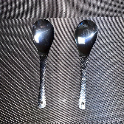 Hammered Texture Stainless Steel Spoons - 2 Pieces, 15cm/5.9in Length, Perfect for Home or Restaurant Use