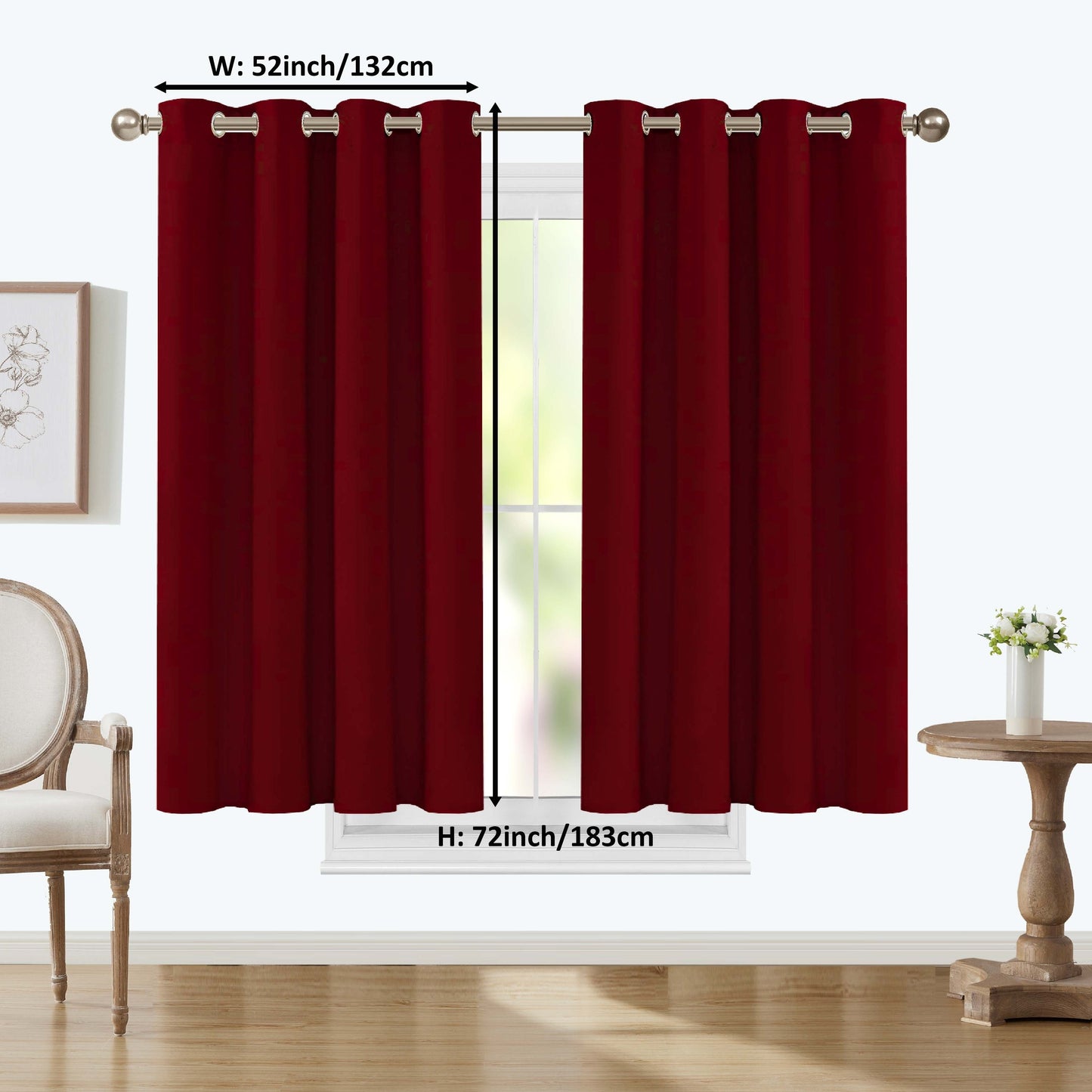 1 Panel Blackout Thermal Insulated Grommet Top Curtains Room Darkening For Bedroom, Light Blocking Drapes For Living Room Office Home Decor