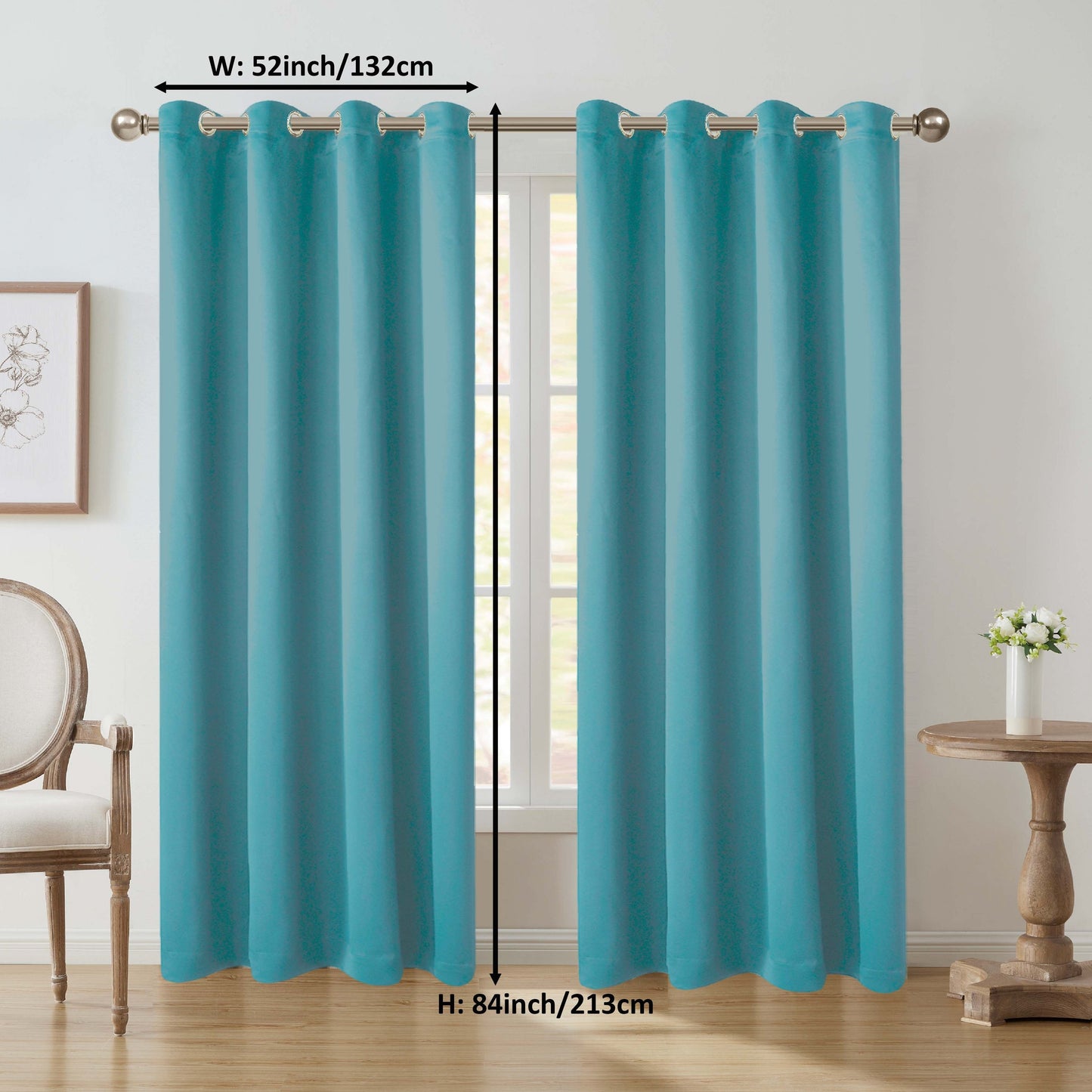 1 Panel Blackout Thermal Insulated Grommet Top Curtains Room Darkening For Bedroom, Light Blocking Drapes For Living Room Office Home Decor