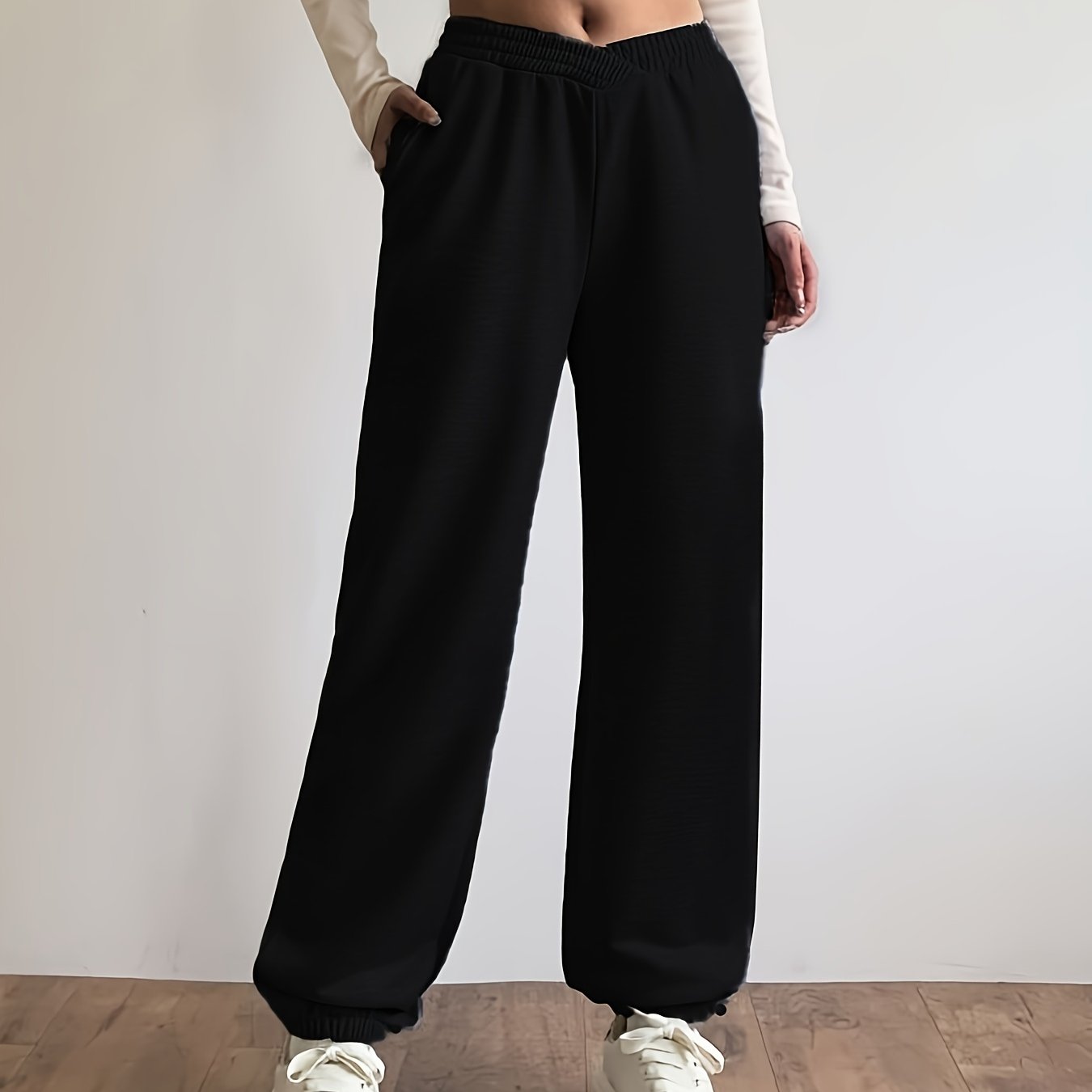 Sixsr Solid Loose Basic Jogger Sweatpants, Versatile Comfy Pants For Fall & Winter, Women's Clothing