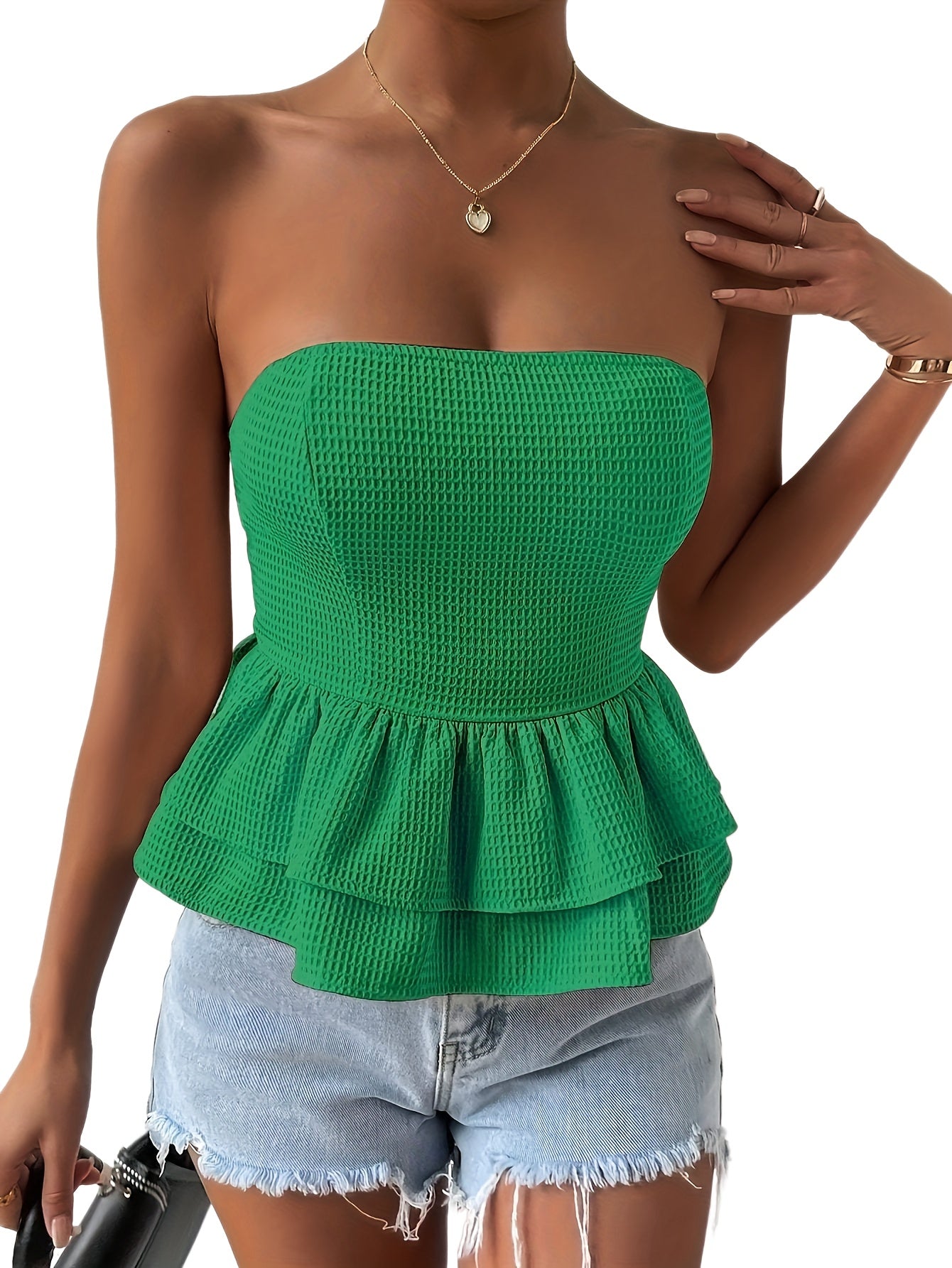 Sixsr  Layered Hem Solid Top, Elegant Sleeveless Top For Spring & Summer, Women's Clothing