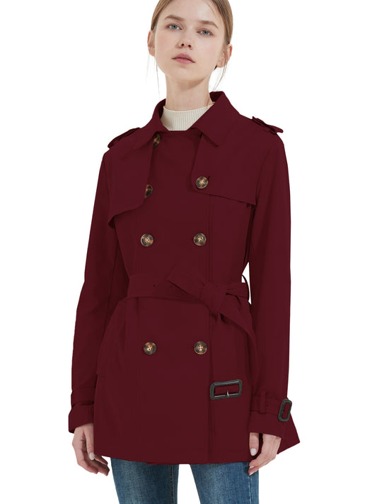 Sixsr Women's Spring Trench Coat, Windproof Short Casual Coat With Belt Button Women's Trench Coats