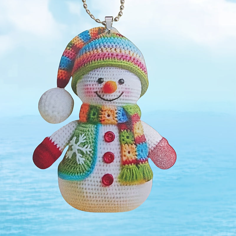 Christmas Snowman Acrylic Pendant Necklace - Festive Jewelry Gift for Teens and Adults, Casual Wear, Non-Metal Charm, Ideal for Christmas, New Year, 2025, Couple, Friend, Backpack Accessory, Tree Decoration