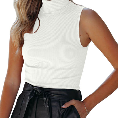 Sixsr Women's Sweater Casual Solid Turtleneck Knit Sweater Vest