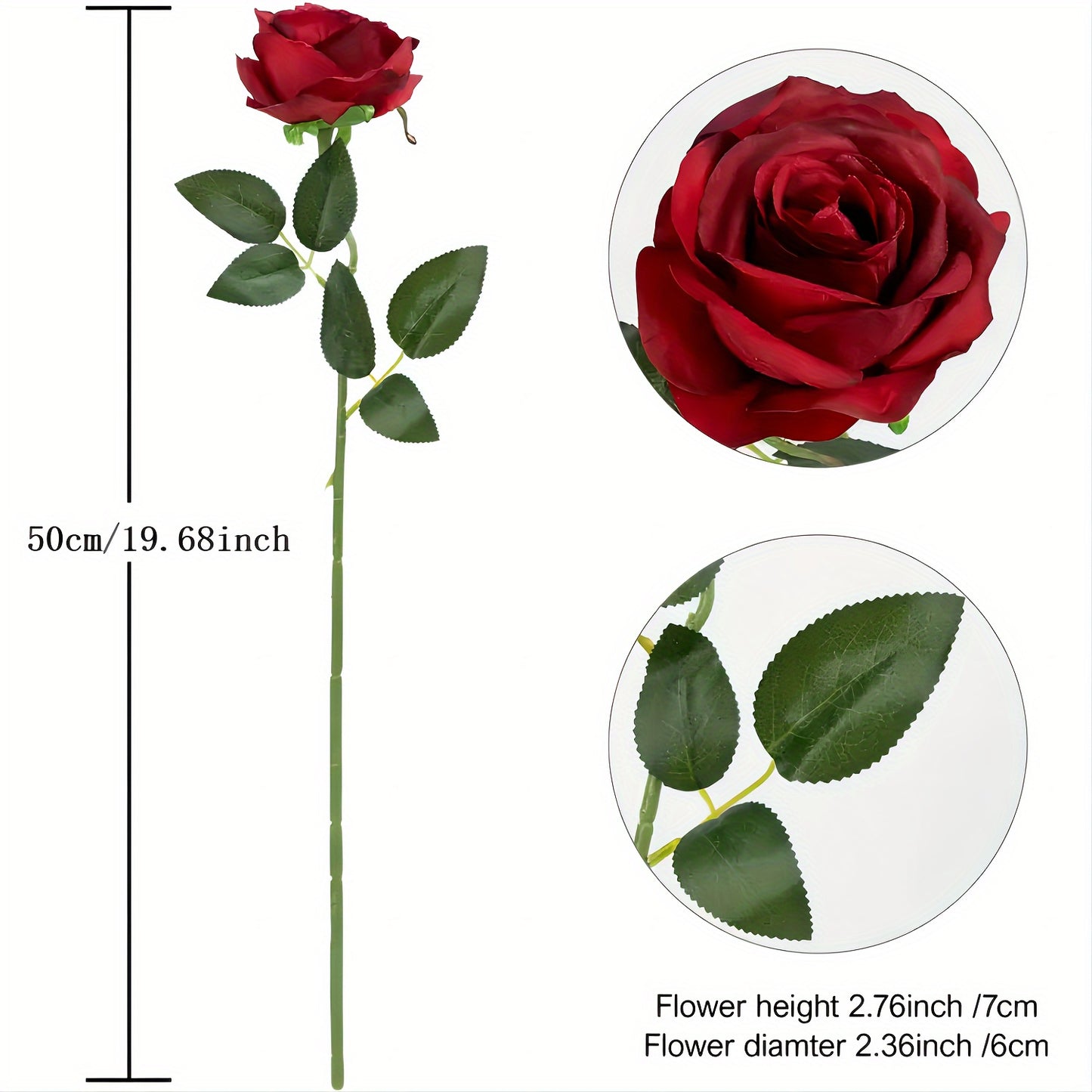 12pcs Artificial Rose Flowers, Fake Rose Flowers, Faux Roses With Long Stem Rose Bouquets For Home Decor, Wedding Party Garden Floral Decor Valentine's Day Gift