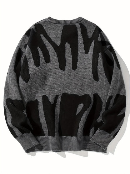 Sixsr Y2K Graphic Pattern Pullover Sweater, Crew Neck Long Sleeve Sweater, Women's Clothing