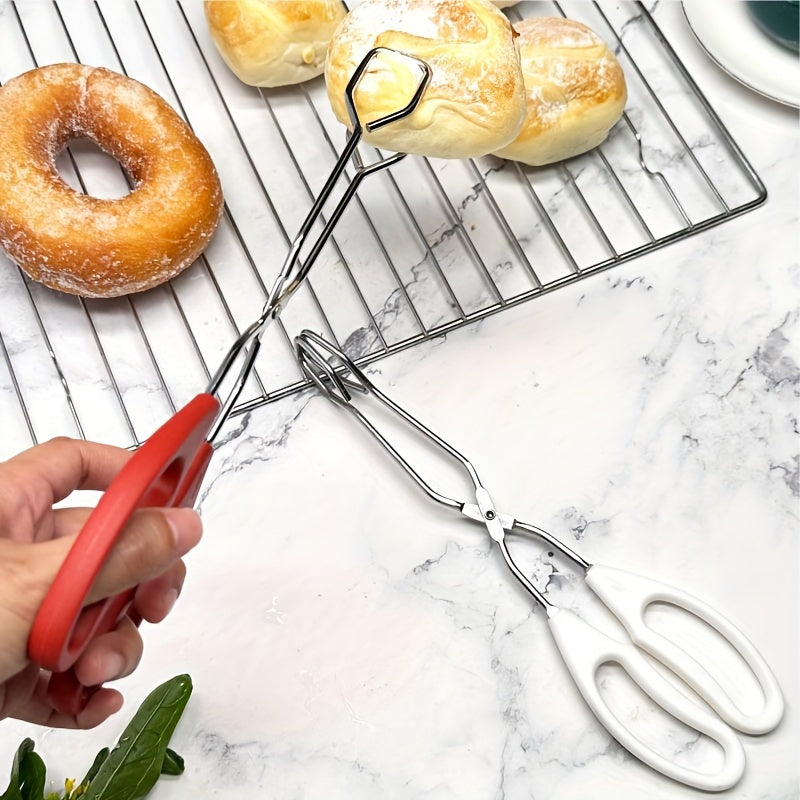 Stainless Steel Tongs for Cooking, Bread Serving, Charcoal Grill, Kitchen Food Clamp with Non-Slip Heat-Resistant Handles, Multipurpose Kitchen Utensil