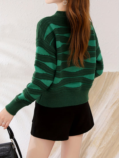 Sixsr Graphic Pattern Button Down Knit Cardigan, Elegant Long Sleeve Sweater Outwear, Women's Clothing