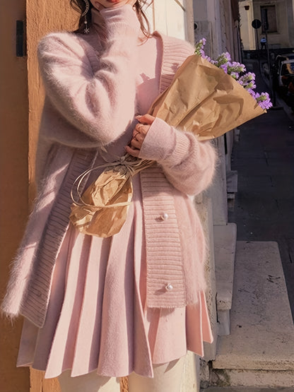 Sixsr Valentine's Day V-neck Cardigan, Elegant Long Sleeve Cardigan For Fall & Winter, Women's Clothing