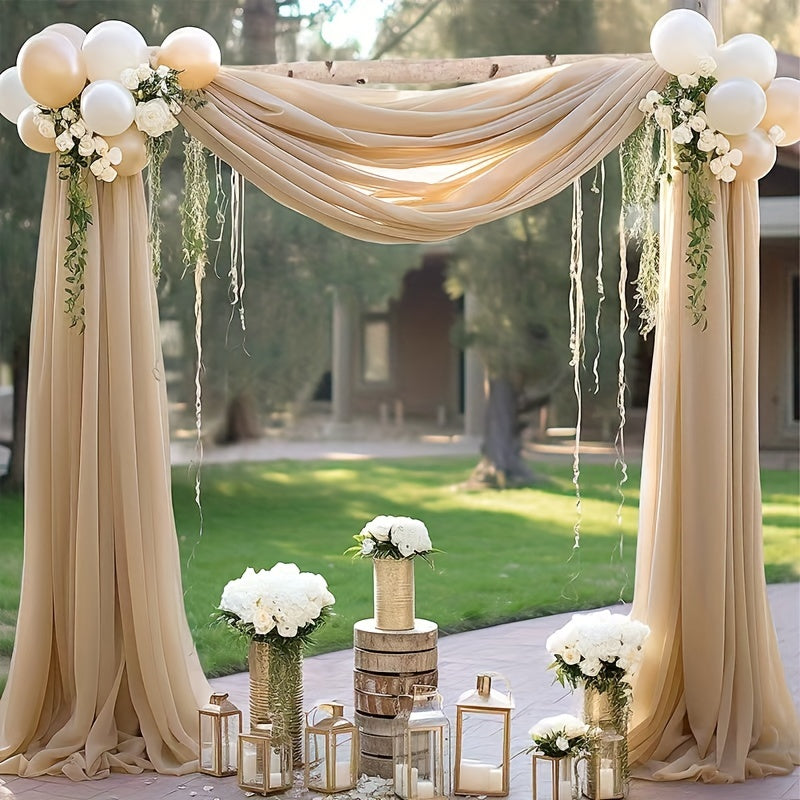 1pc, Wedding Arch Tulle Fabric Background Decoration Draping Fabric 1 Panel 18.7Ft Dark Champagne Chiffon Fabric Drapery Wedding Ceremony Reception Swag Decorations Curtain Birthday Party Supplies Ceremony Reception Hanging Wall Decoration