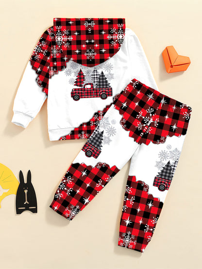 2pcs Boy's Hoodie & Jogger Pants Set, Christmas Style Outfit for Kid's Daily & Outdoor Wear in Spring and Fall