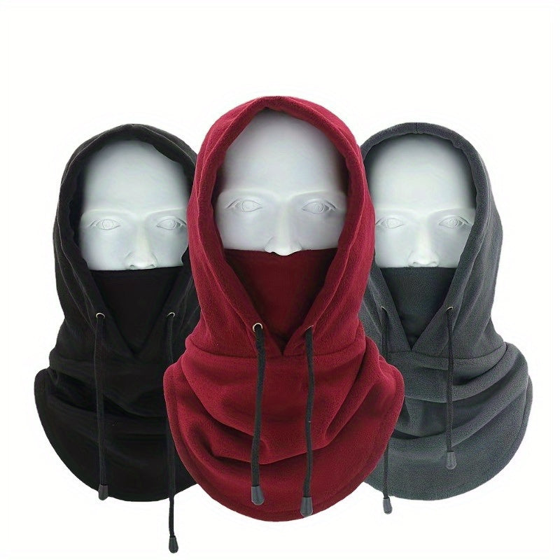 1pc Unisex Ski Mask Fleece Balaclava Hood - Polyester Fiber Neck Protection for Winter Sports, Versatile Headgear, Uncharged, Ideal Gift