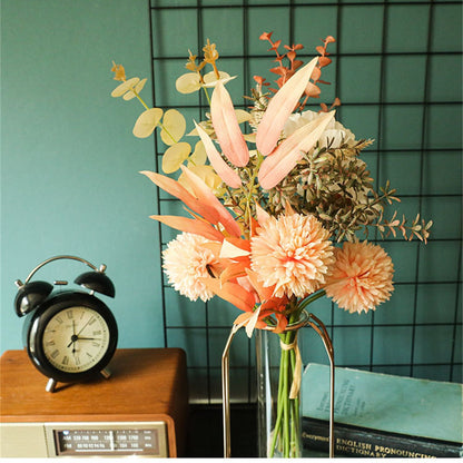 1 Bunch 17.32in Artificial Flower Dandelion Peony Hybrid Bouquet Fake Autumn Flower Wall DIY Home Wedding Christmas Party Decoration