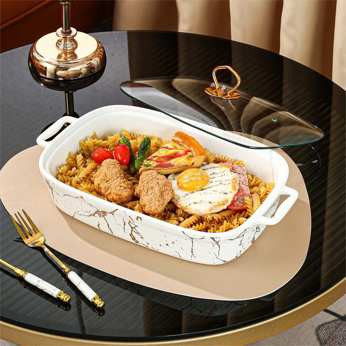 Elegant Ceramic Dinnerware Set with Lid - Includes Soup Pot, Rice Bowl & Plate for Home and Restaurant Use