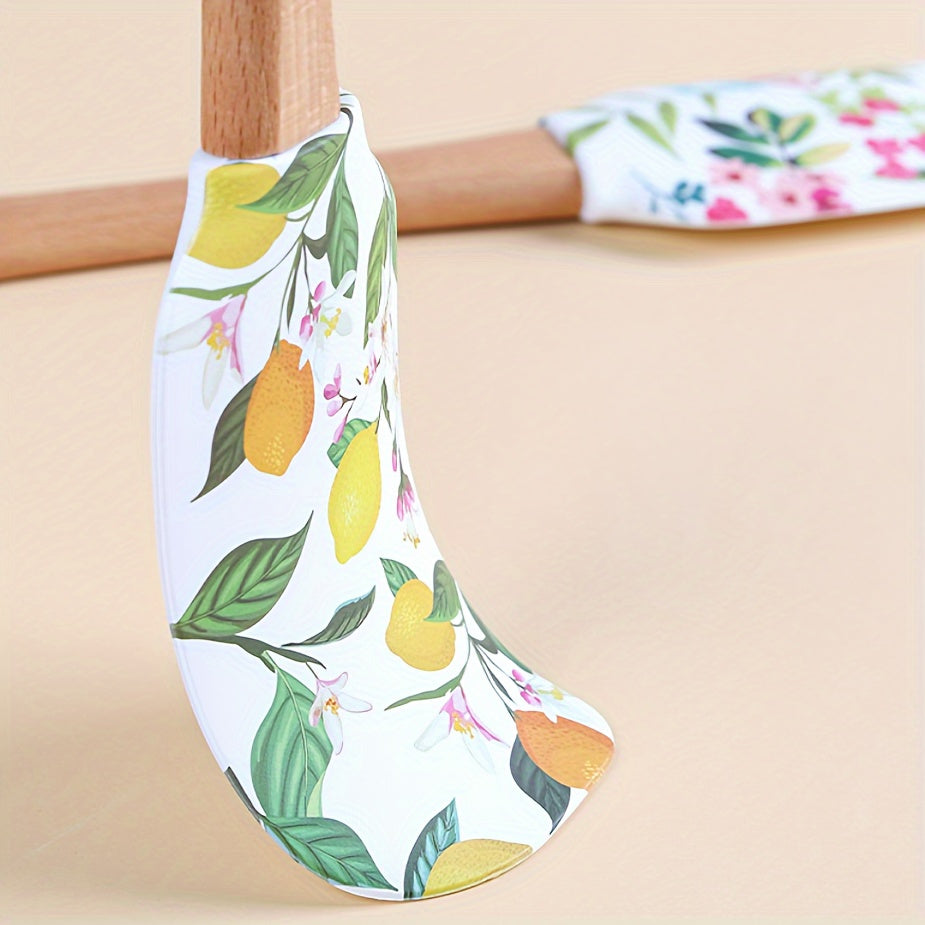 1pc Floral Print Silicone Spatula Set with Wooden Handle, Premium Kitchen Baking & Pastry Scraper, Non-Electric Home Cooking Utensil for RV Interior Accessories