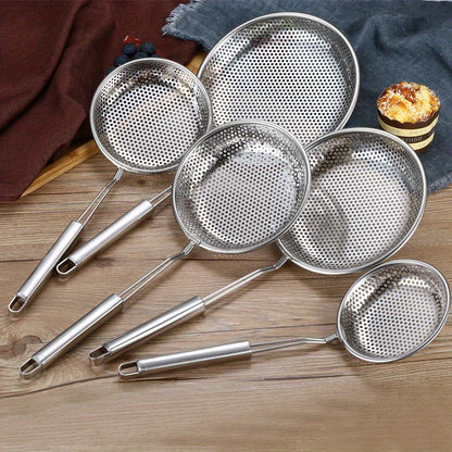 Stainless Steel Strainer Ladles with Handles - Set of Multiple Sizes, Heavy-Duty Kitchen Utensils for Cooking and Straining - Uncharged Material
