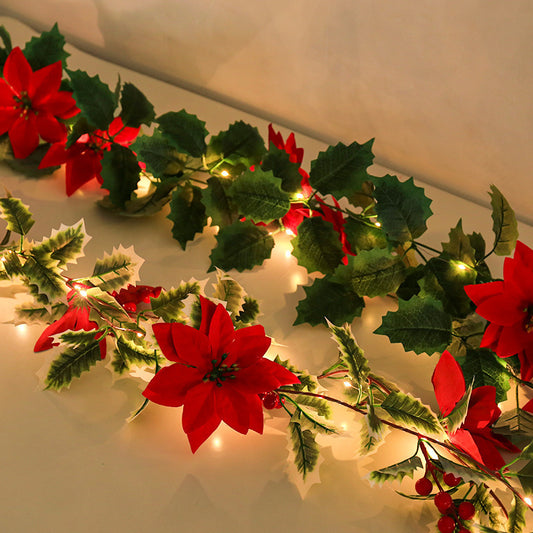 30 LED Festive Flower Vine Lights - Battery-Powered, Elegant Home Decor for Christmas & Holidays (AA Batteries Not Included)