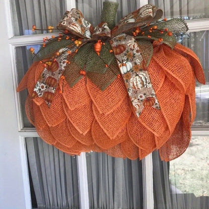 3D Pumpkin Wreath for Front Door with Bows and Berries Burlap Pumpkin Decor Fall Wreath Farmhouse Wreath Fall Door Decor Autumn Wreath Thanksgiving Wreath Home Decor (A)