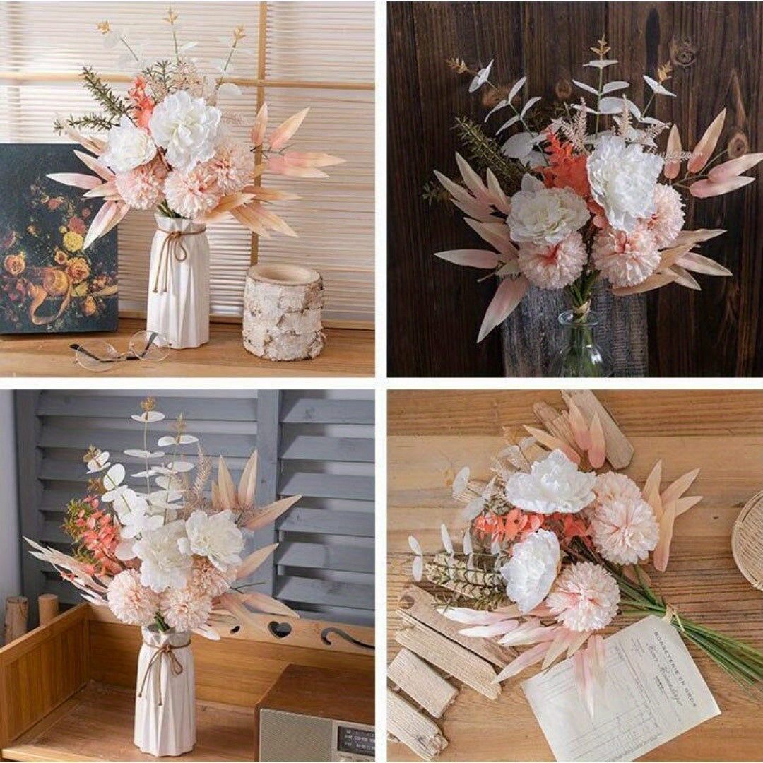 1 Pack Beautiful Artificial Flowers Plants Silk Flower Arrangements Wedding Bouquets Decorations Floral Table Centerpieces for Home Kitchen Garden Party Decor Holiday Gift (No Vase)