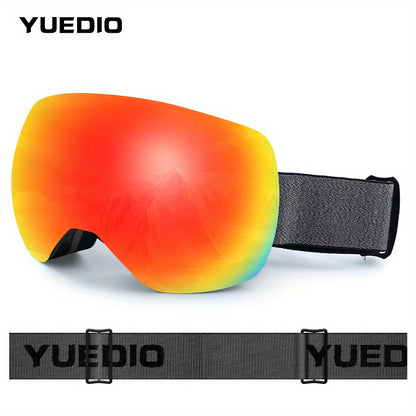 YUEDIO Ski Goggles for Adults - 2025 Model, Dual-Lens Anti-Fog, Wide Field of View, Thick Non-Slip Strap, TPU Frame, PC Material, Mirror & Reflective Lens Types - White