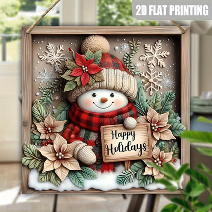 8 Inch Charming Snowman Christmas Sign, Wooden Wall Decoration for Living Room, Office, Bedroom and Balcony, Perfect for Holiday & Winter Decoration