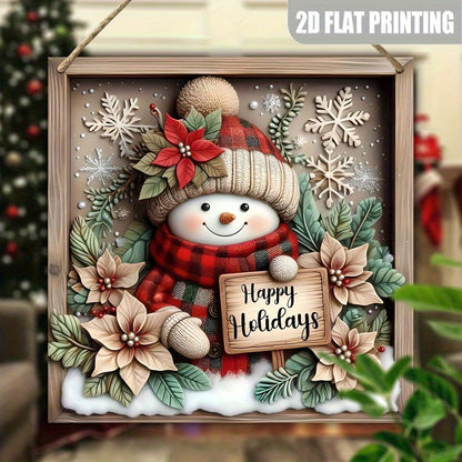 8 Inch Charming Snowman Christmas Sign, Wooden Wall Decoration for Living Room, Office, Bedroom and Balcony, Perfect for Holiday & Winter Decoration