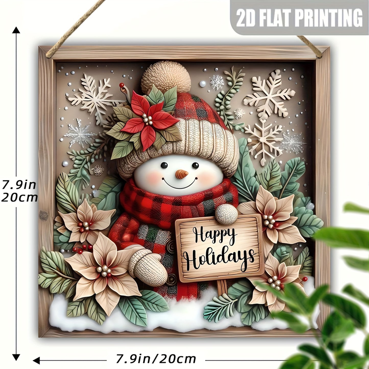 8 Inch Charming Snowman Christmas Sign, Wooden Wall Decoration for Living Room, Office, Bedroom and Balcony, Perfect for Holiday & Winter Decoration