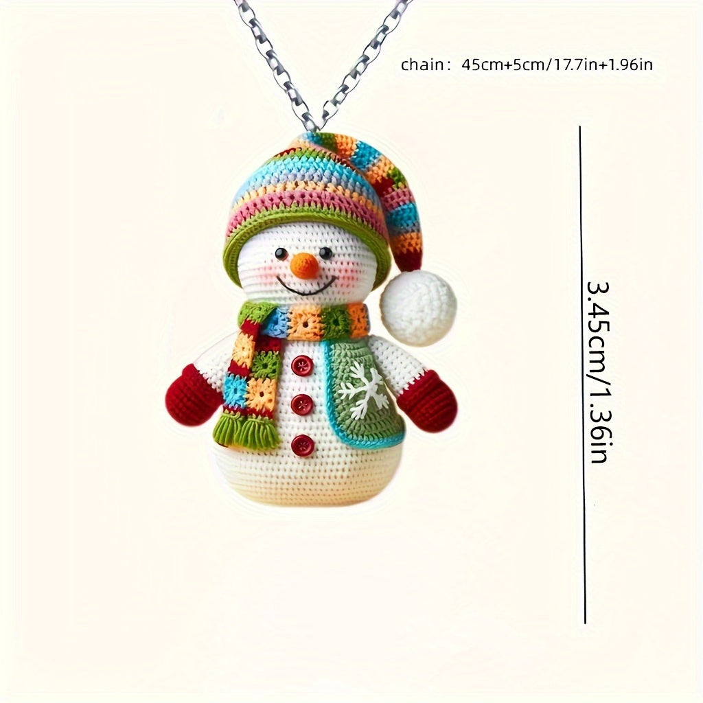 Christmas Snowman Acrylic Pendant Necklace - Festive Jewelry Gift for Teens and Adults, Casual Wear, Non-Metal Charm, Ideal for Christmas, New Year, 2025, Couple, Friend, Backpack Accessory, Tree Decoration