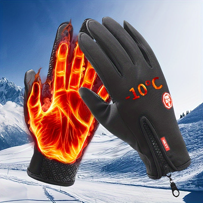 2 Pairs of Men's and Women's Waterproof, Outdoor Insulation and Warmth, Touch Screen Compatible Gloves, Thermal Insulation, Anti Slip and Windproof,